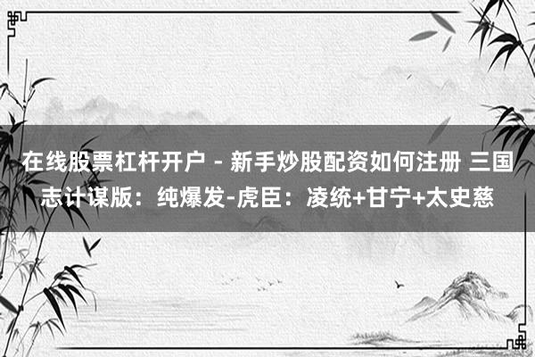 在线股票杠杆开户 - 新手炒股配资如何注册 三国志计谋版：纯爆发-虎臣：凌统+甘宁+太史慈