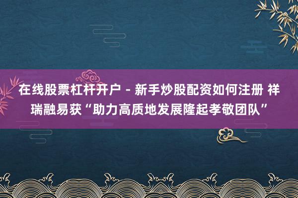 在线股票杠杆开户 - 新手炒股配资如何注册 祥瑞融易获“助力高质地发展隆起孝敬团队”