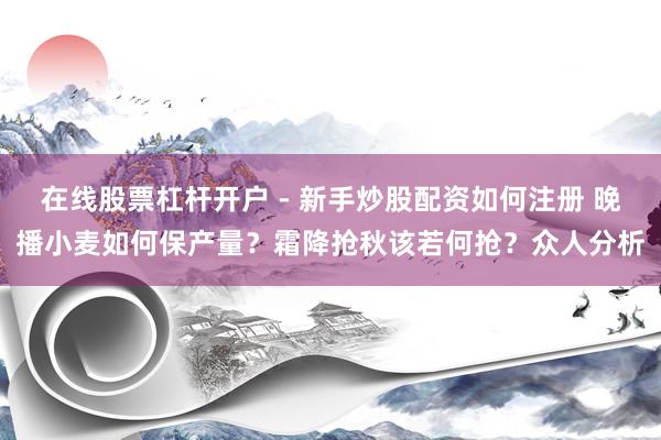 在线股票杠杆开户 - 新手炒股配资如何注册 晚播小麦如何保产量？霜降抢秋该若何抢？众人分析